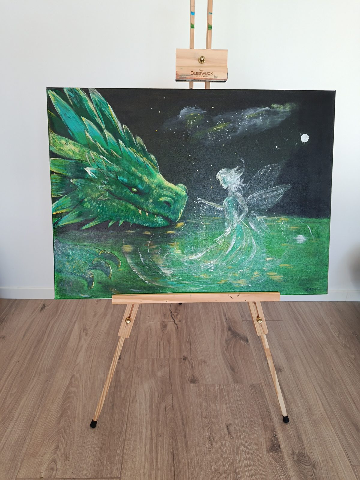 La fée et le dragon, tableau original de Sonia